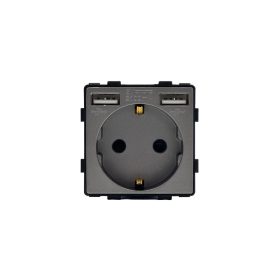 Z-Switch Dugalj 230V 16A (2P+F) + USB A+A Szürke